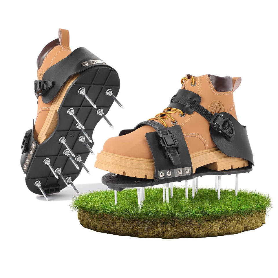 GlimHirVox lawn aerator shoes with open-toe fit for varied foot shapes