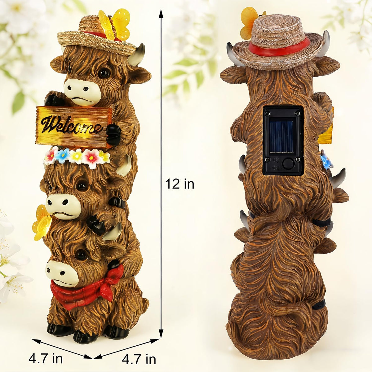 Glintoper resin cow garden decor with fade-resistant color