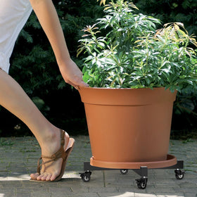 GLISWAM heavy-duty plant stand supports up to 500 lbs for large ceramic pots.