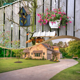 Glitzhome bird house featuring a 3D tree and bird accents for natural appeal