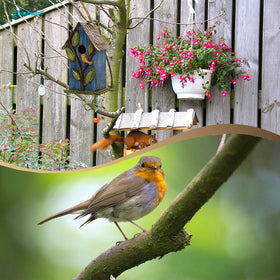 Glitzhome outdoor bird house crafted from solid wood and eco-friendly metal for durability