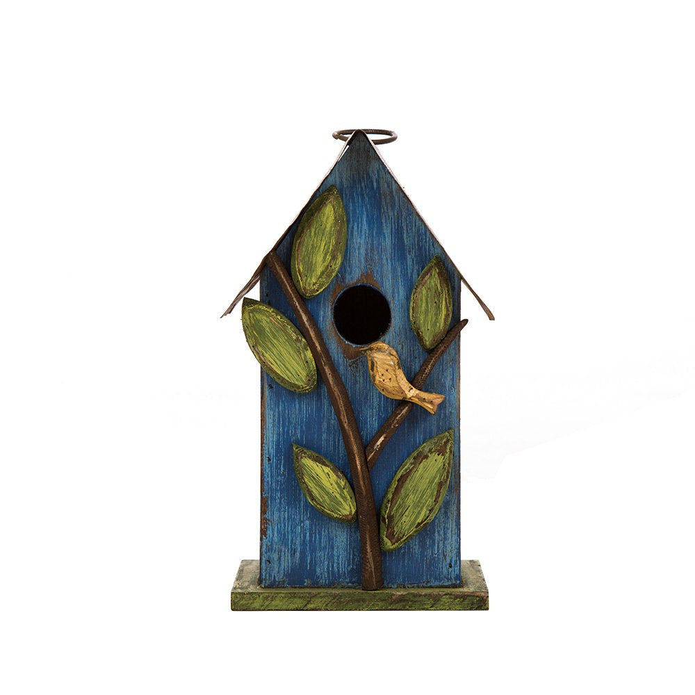 Glitzhome outdoor bird house with retro palette for garden charm