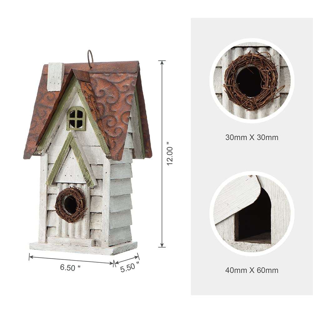 Glitzhome bird house hanging ring top for easy setup