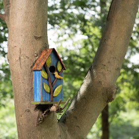 Glitzhome bird house ready to hang as a garden focal point