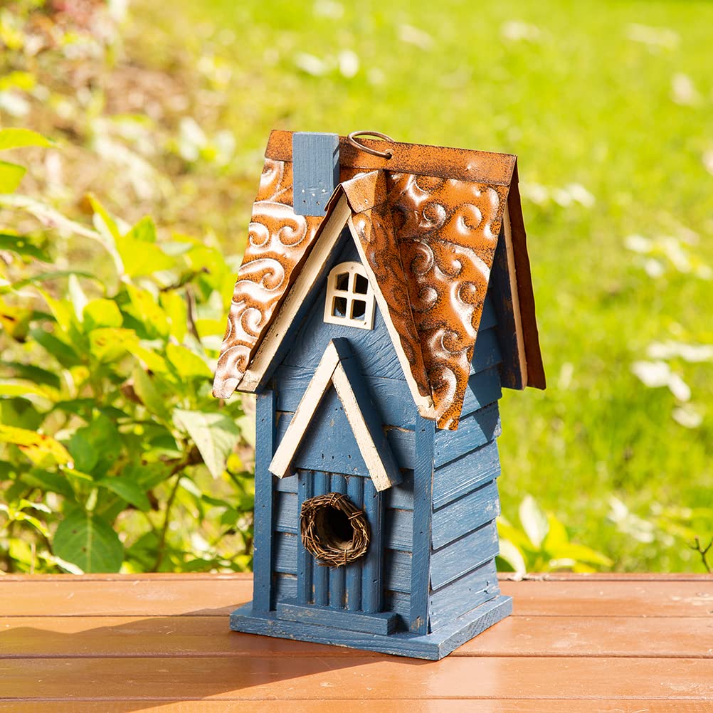 Glitzhome roof detail metal support demonstrates sturdy, weather-resistant shelter for visiting songbirds