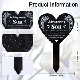 GLOBLELAND acrylic memorial plaque for outdoor cemetery display honoring a son.