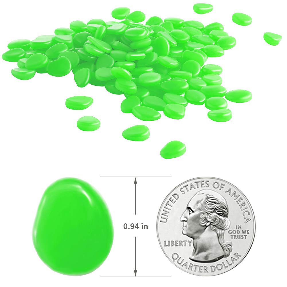 GLOCARNIVAL Glow Pebbles Green edge pond and water features.