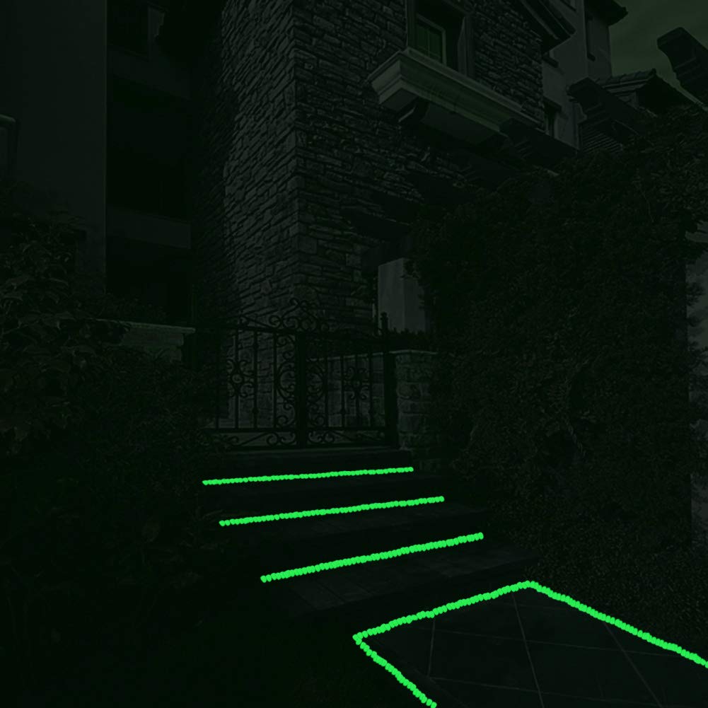GLOCARNIVAL Glow Pebbles Green line walkways for safe luminescence.