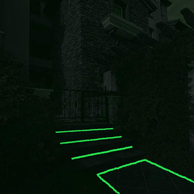 GLOCARNIVAL Glow Pebbles Green line walkways for safe luminescence.