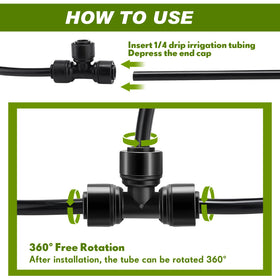 Glooglitter 1/4-inch tubing connection image highlights durable POM material.