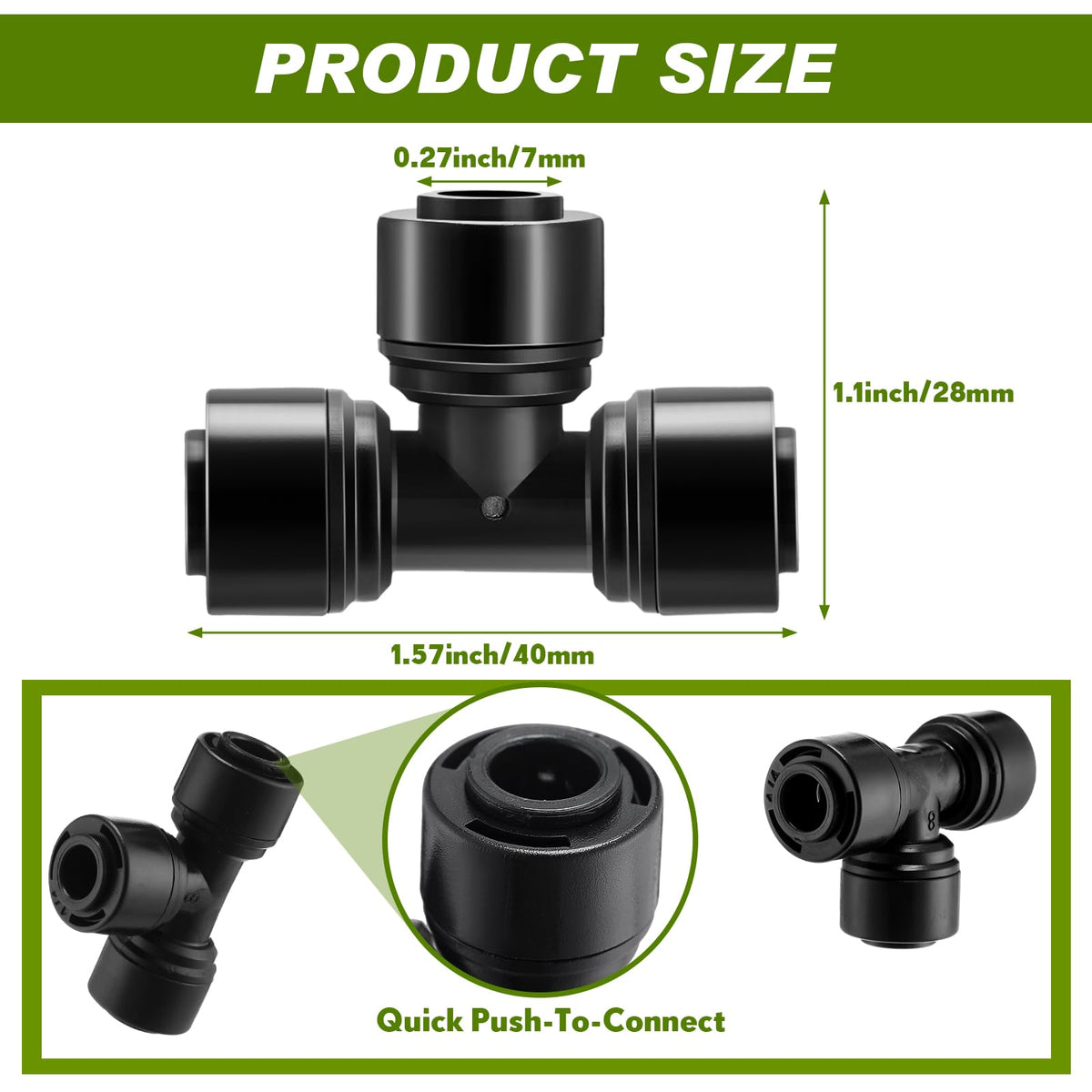 Glooglitter quick connect fitting demonstrates seamless tubing attachment for 1/4-inch line.