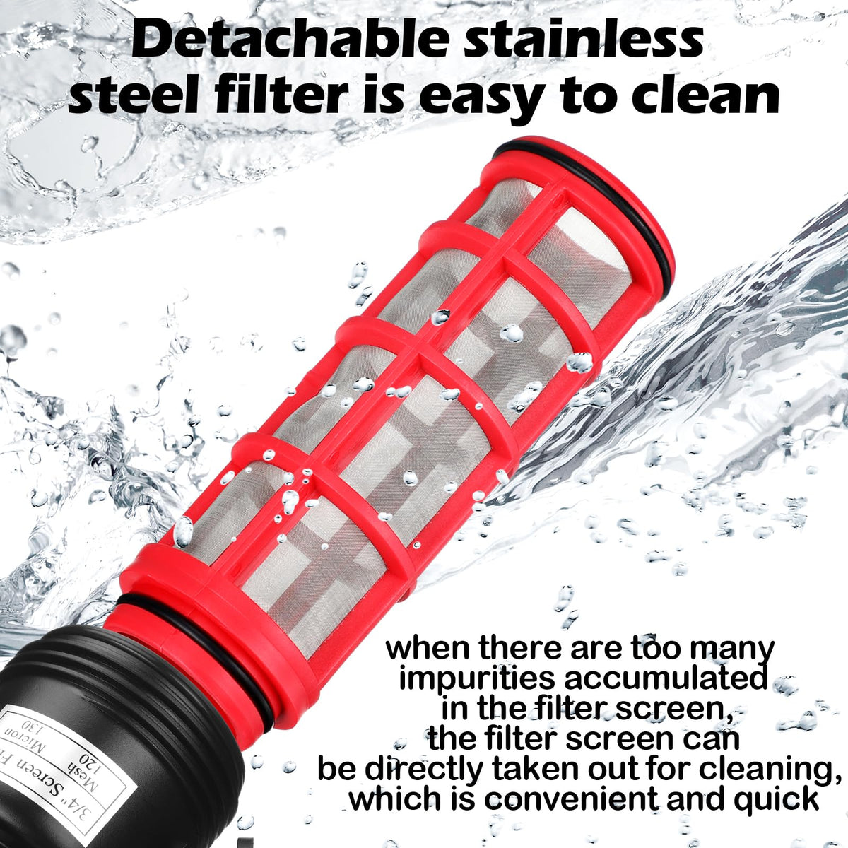 Glooglitter stainless steel screen is removable for quick maintenance.