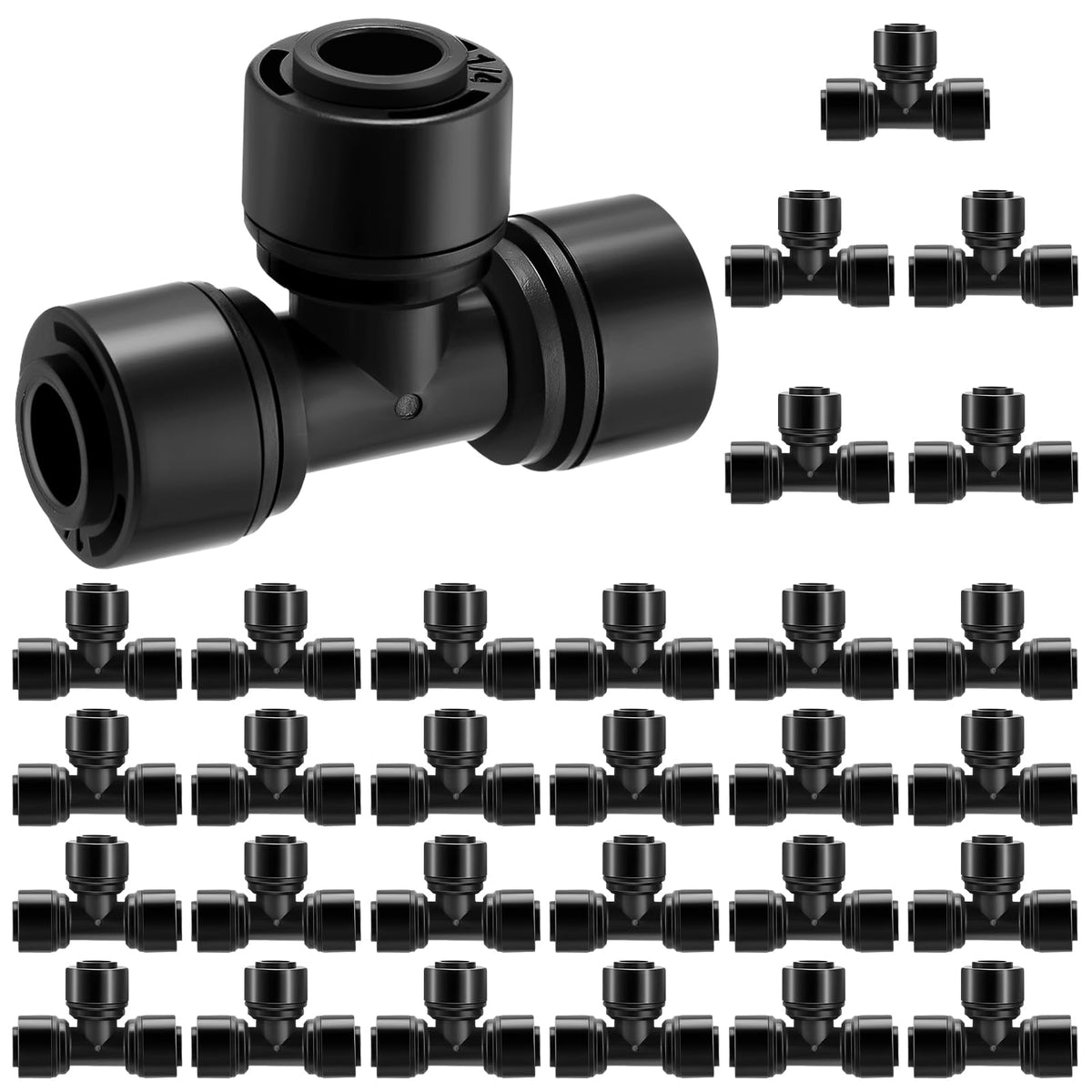 Glooglitter tee connector black for quick irrigation setups and leak-free connections.