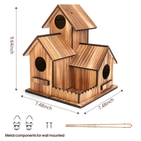 GLOPHOK cedar three-chamber birdhouse with rear cleaning door for maintenance