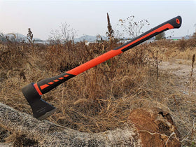 Glorousamc chopping axe kindling-splitting scene for quick fire prep.