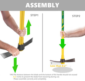 Glorousamc Cutter Mattock plastic-coated fiberglass handle for comfort