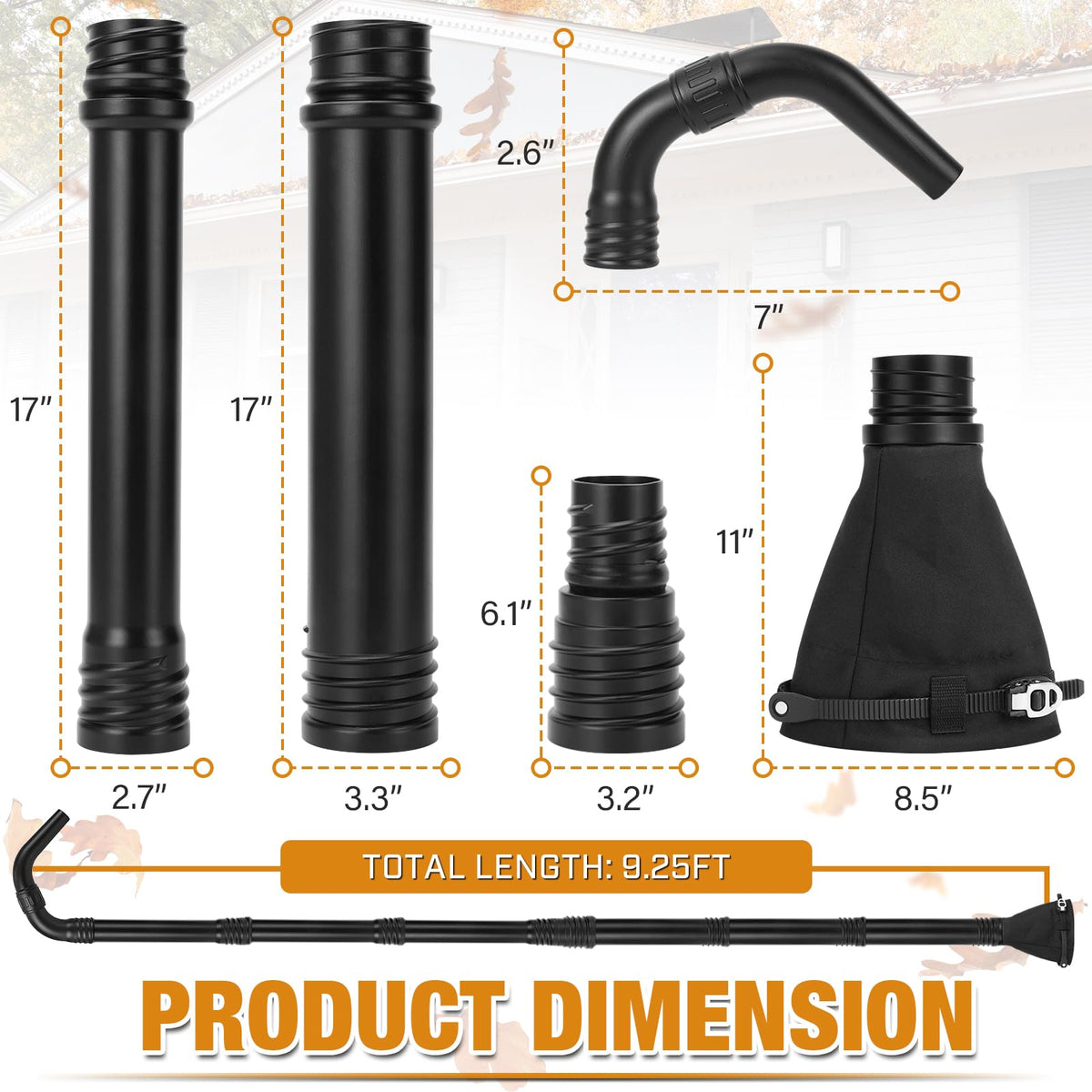 Glosaie durable black gutter cleaning kit ready for quick maintenance sessions.