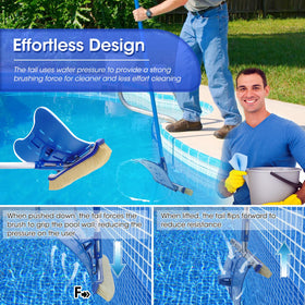Glosaie pool brush tail in adjustable-angle mode for wall brushing.
