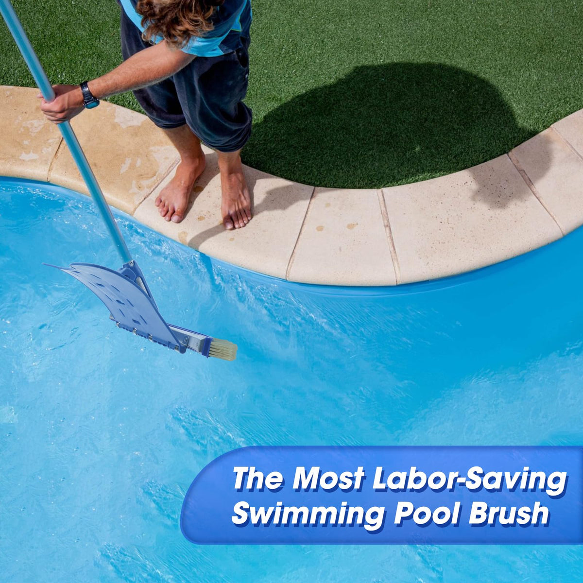Glosaie pool brush used on concrete, tile, and fiberglass surfaces.