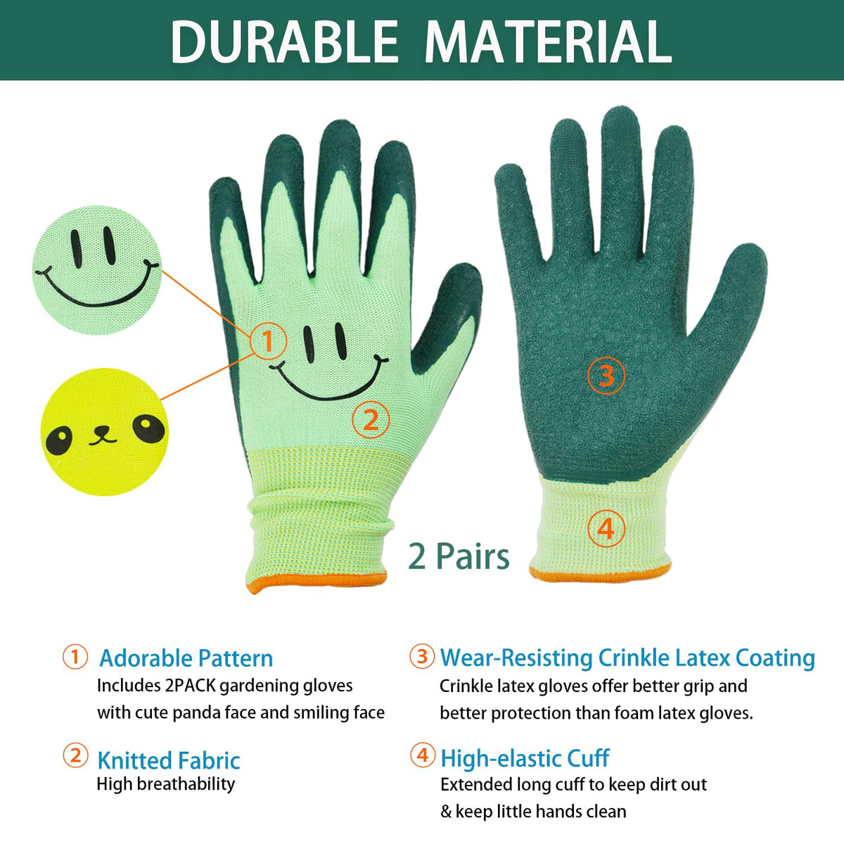 GLOSAV kids gloves with crinkle latex palm offer a secure grip in wet soil