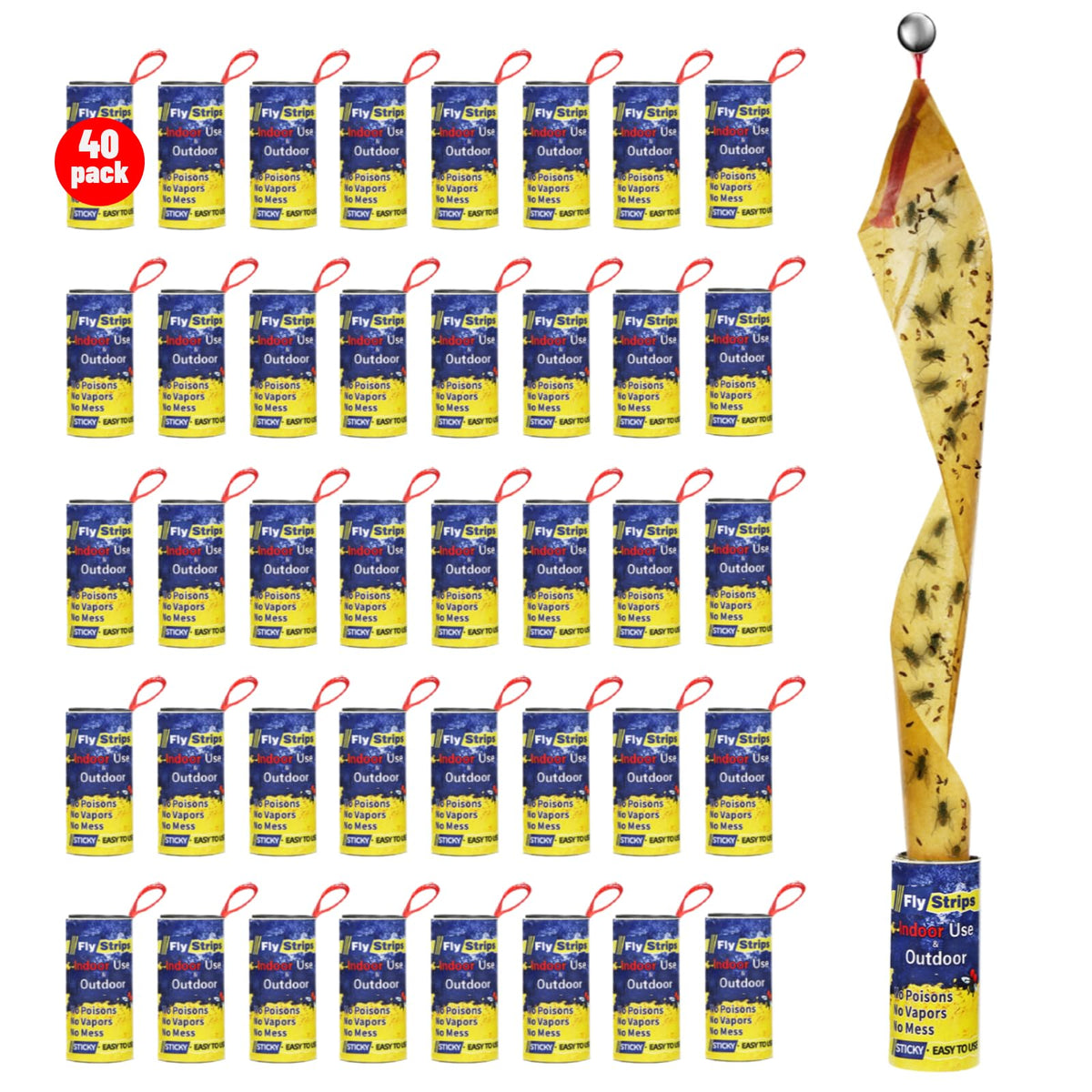 Glovv 40 pack fly traps strip for indoor and outdoor use, versatile pest control.