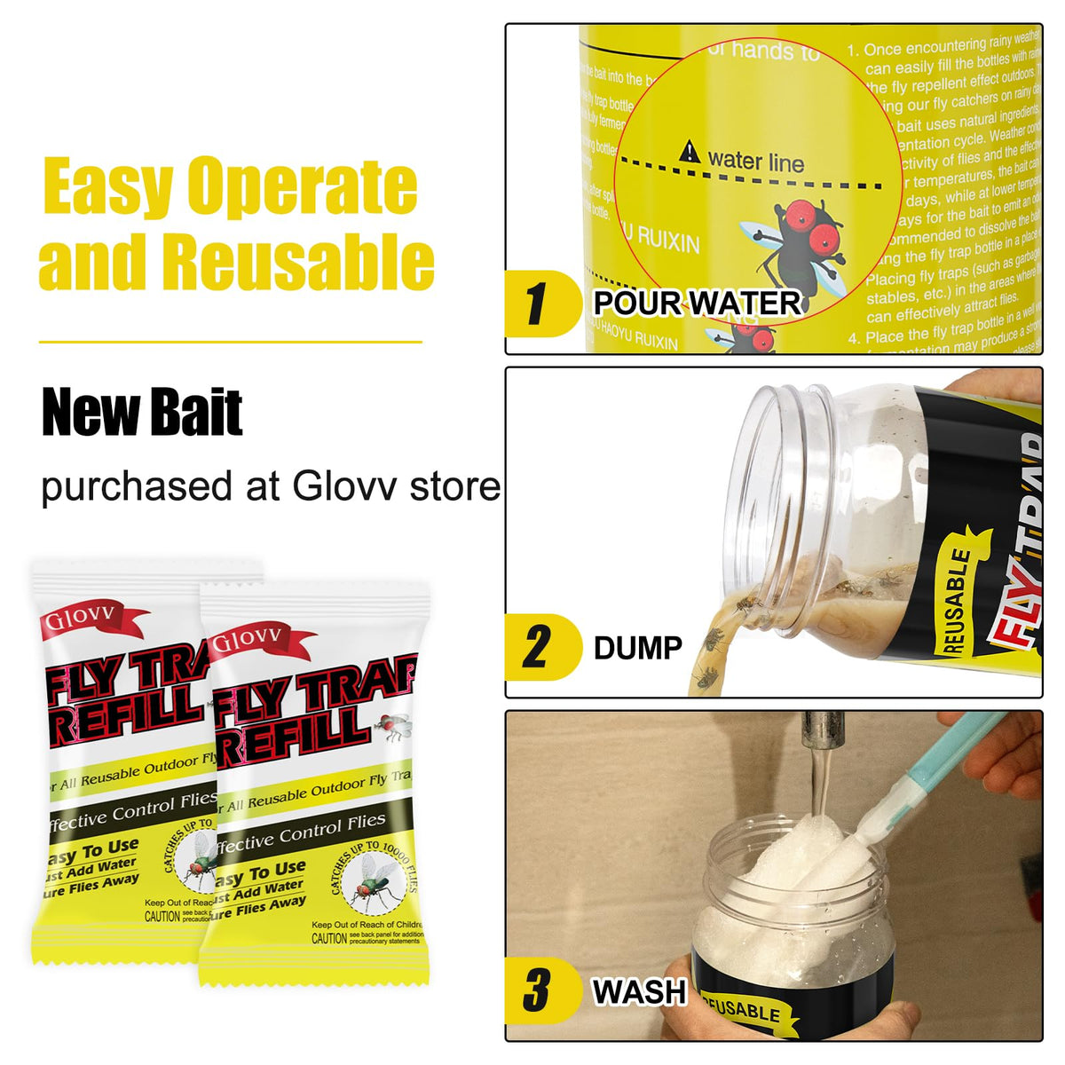 Glovv bait refills pack for easy, ongoing fly control.