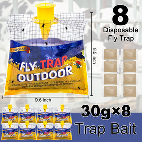 Glovv disposable fly traps with natural pre-bait refill lure insects away from living areas.