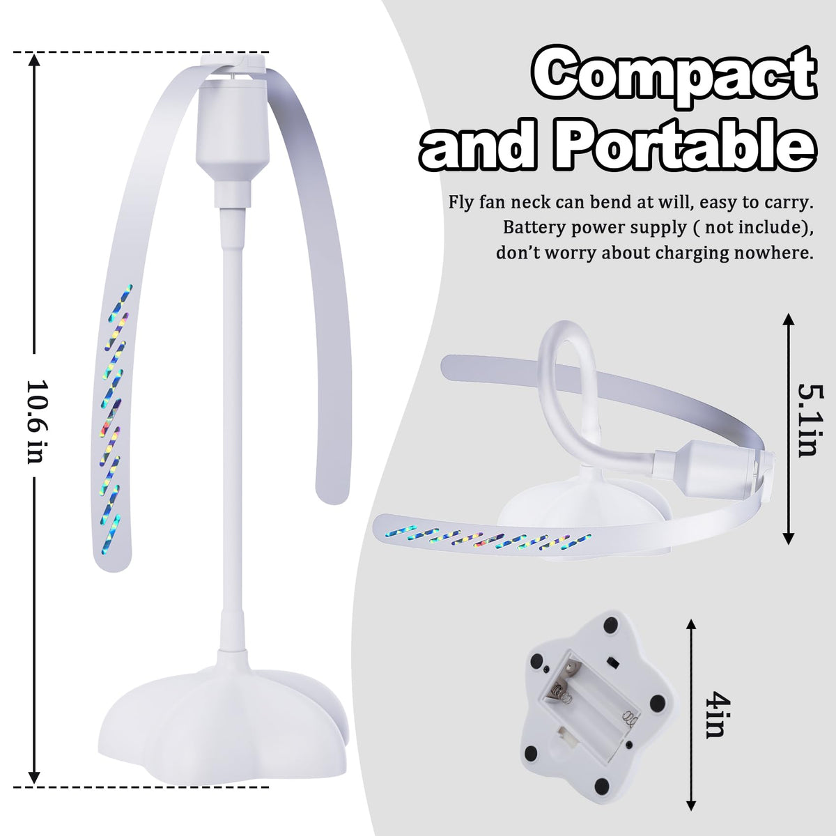 Glovv fly fan uses light-reflective strips to guide pests away.