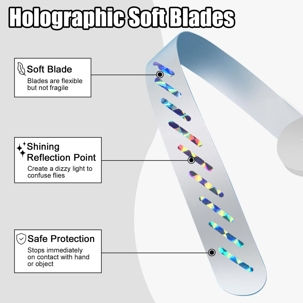 Glovv fly fan soft blades tolerate contact while keeping insects away.