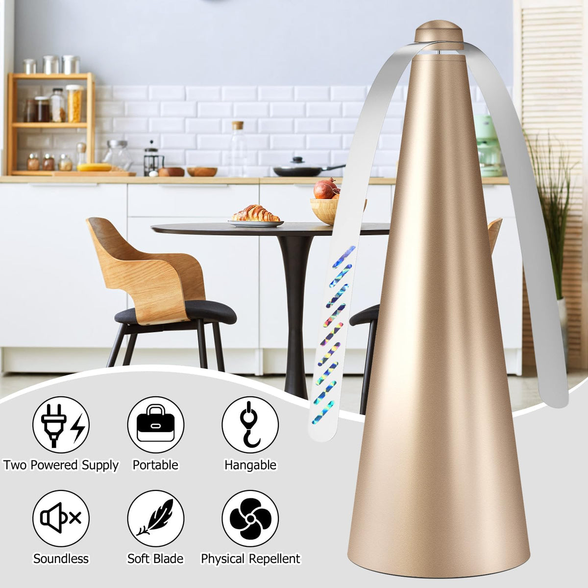 Glovv Fly Fans in restaurant setup quietly repelling insects.