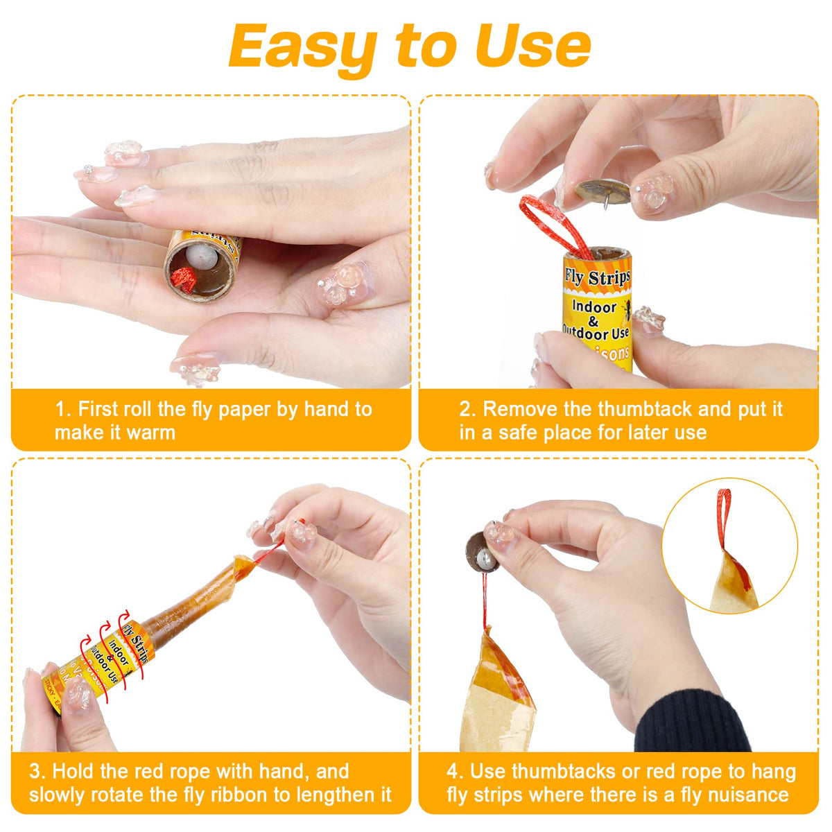Glovv Fly Strips easy hanging setup for quick pest control.