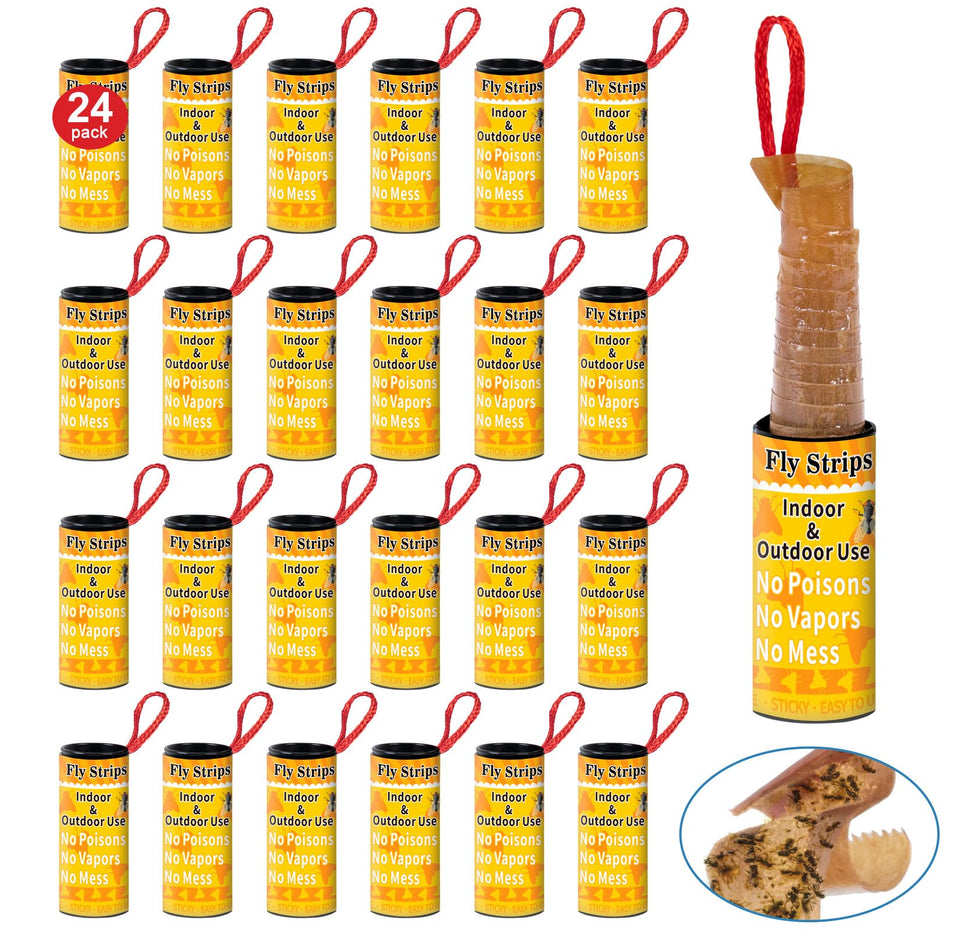 Glovv fly strips indoor hanging adhesive captures flies with strong, waterproof glue for family-friendly use.