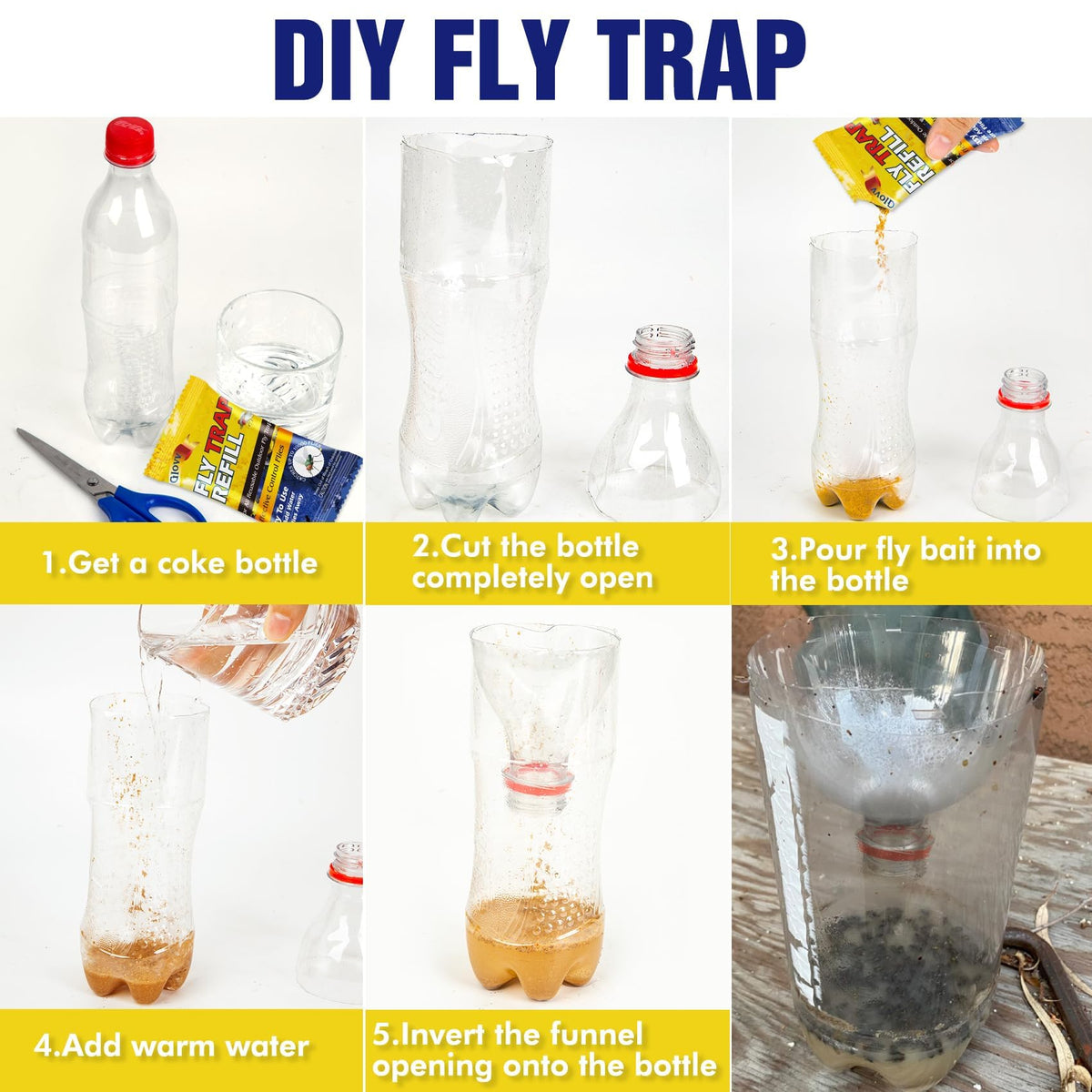Glovv fly trap bait refills 30g packs dissolve quickly for fast attraction.