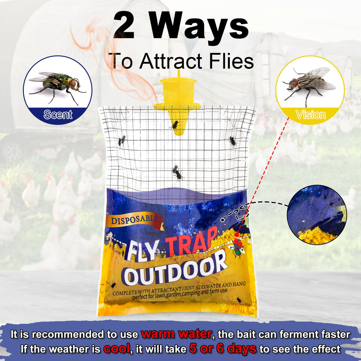 Glovv fly trap top shield blocks rain to keep bait effective
