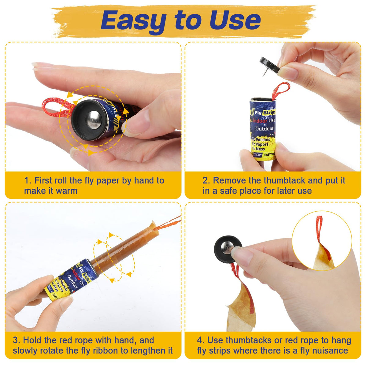 Glovv fly trap strip installation pins simplify mounting anywhere.