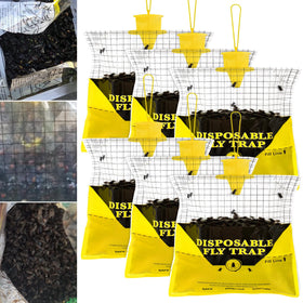 Glovv fly trap hanging outdoors with bait attracts flies quickly in barns.