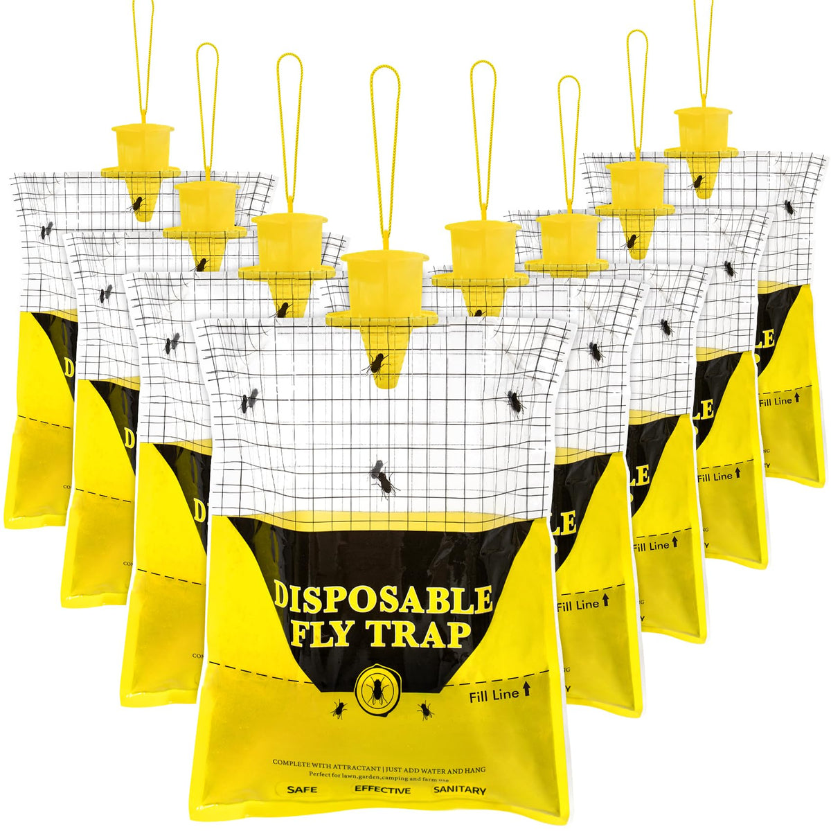 Glovv outdoor fly trap hanging on patio for cleaner outdoor spaces