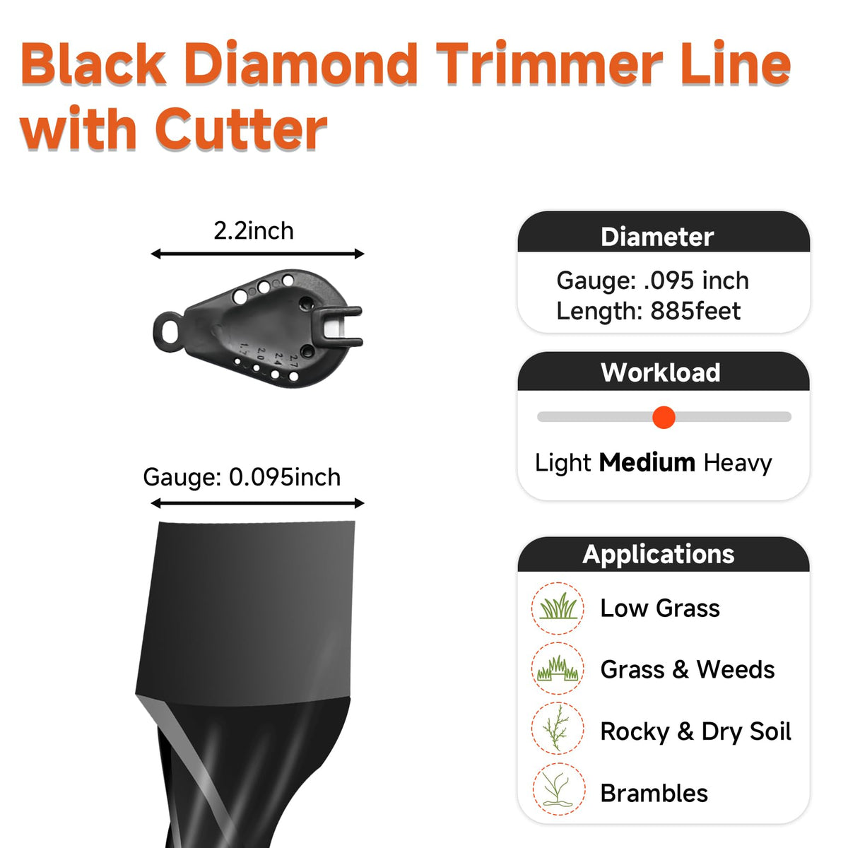 GlowGeek heavy-duty weed eater string for tough weeds and thick grass.