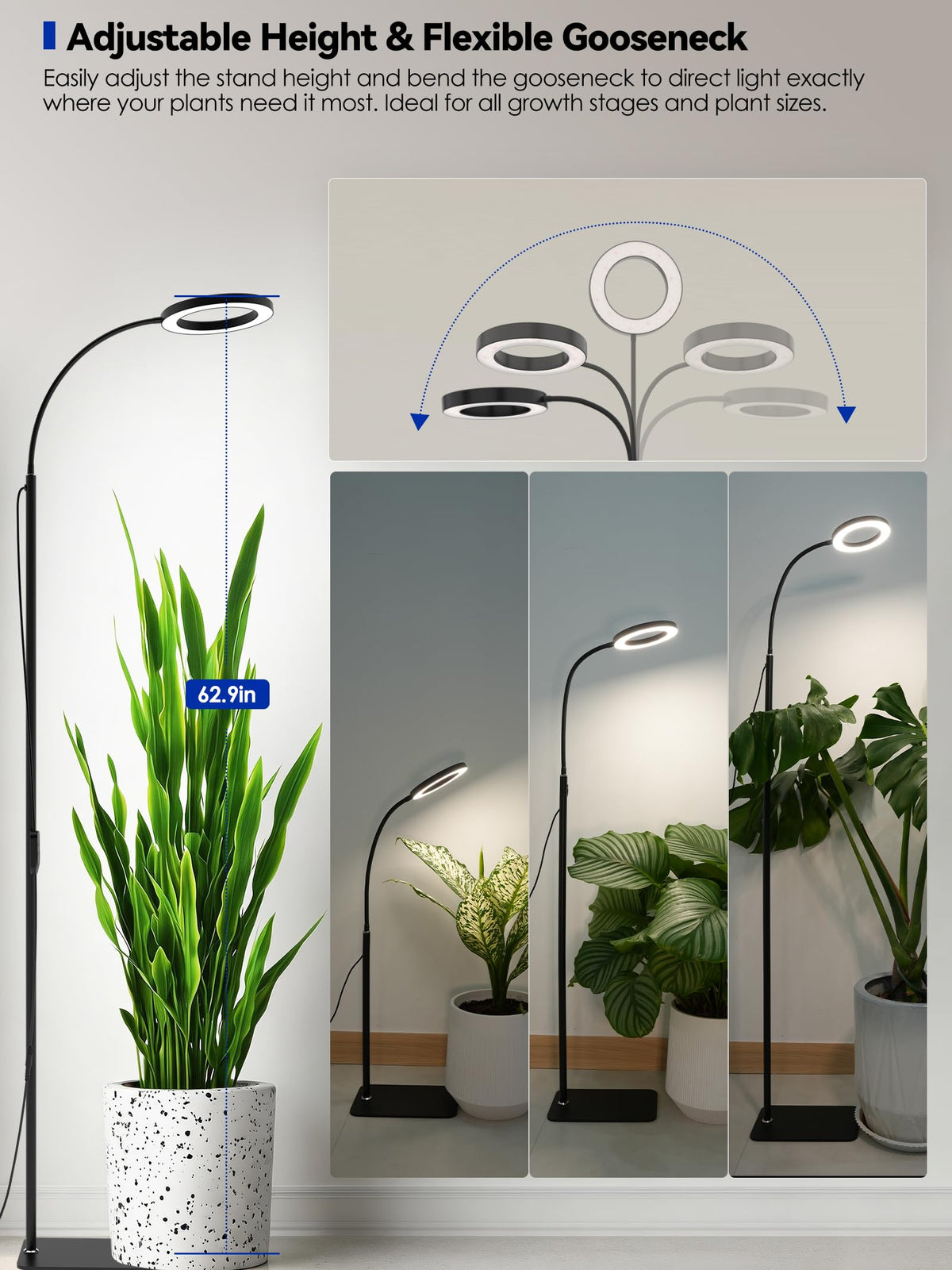 GLOWRIUM grow light timer mode supports 3, 9, or 12 hours.