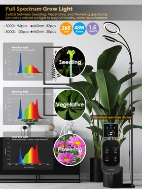 GLOWRIUM grow light with 360-degree gooseneck enables precise angle.