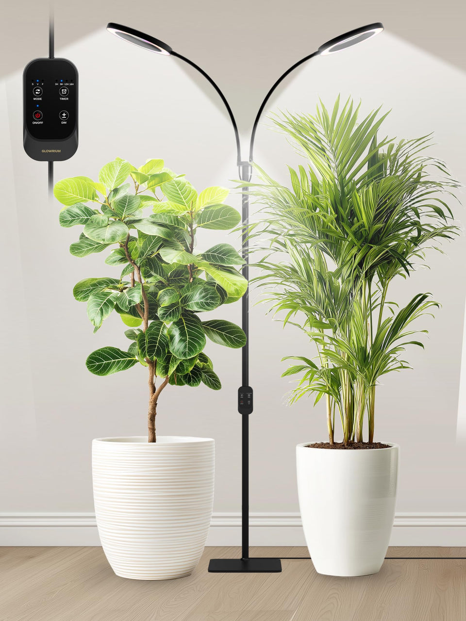 GLOWRIUM full-spectrum grow light for indoor plants promoting healthy growth.