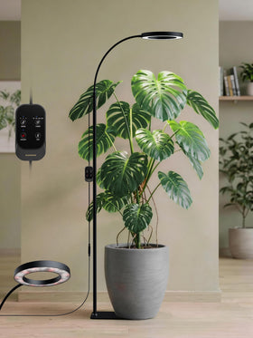 GLOWRIUM grow light with adjustable stand height for versatile indoor plant care.
