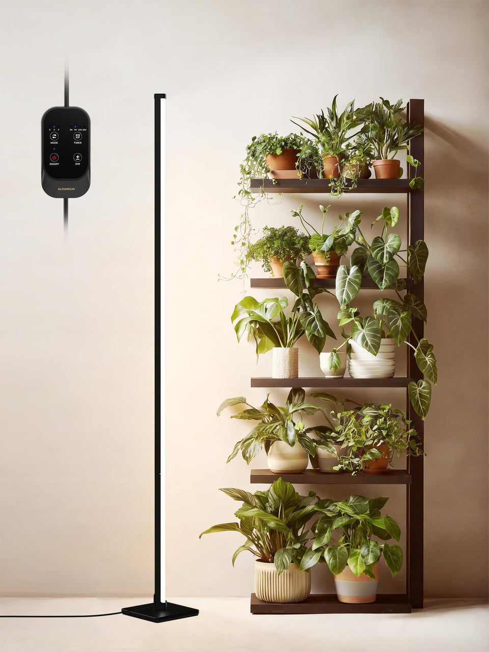 GLOWRIUM Grow Light vertical illumination highlights even growth for compact indoor spaces.