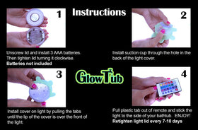 GlowTub remote control enables easy color changes during baths.