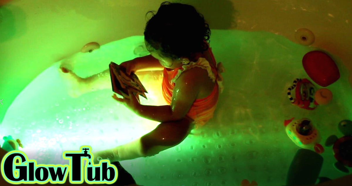 GlowTub suction cup mount securely attaches to smooth tub surfaces.