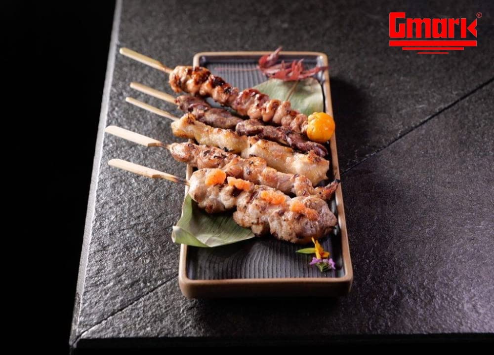 Gmark strong, food-safe bamboo skewers hold foods securely on the grill.