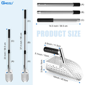 GMGSJ long-handle metal detecting scoop enables upright digging.