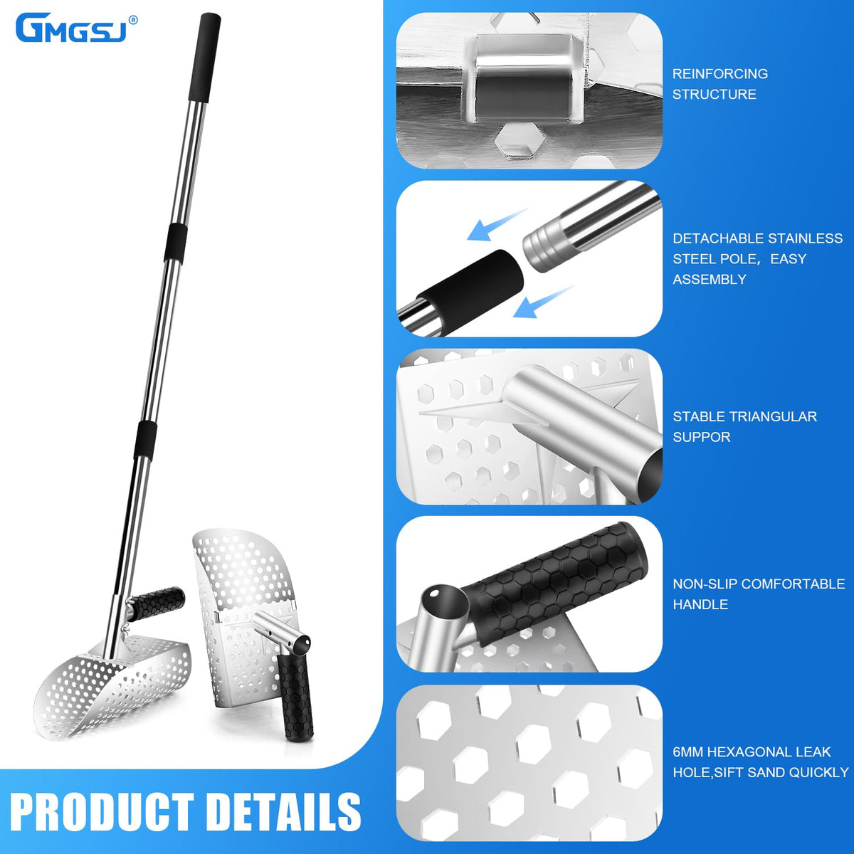 GMGSJ sand shovel and hardware set for easy out-of-box setup.
