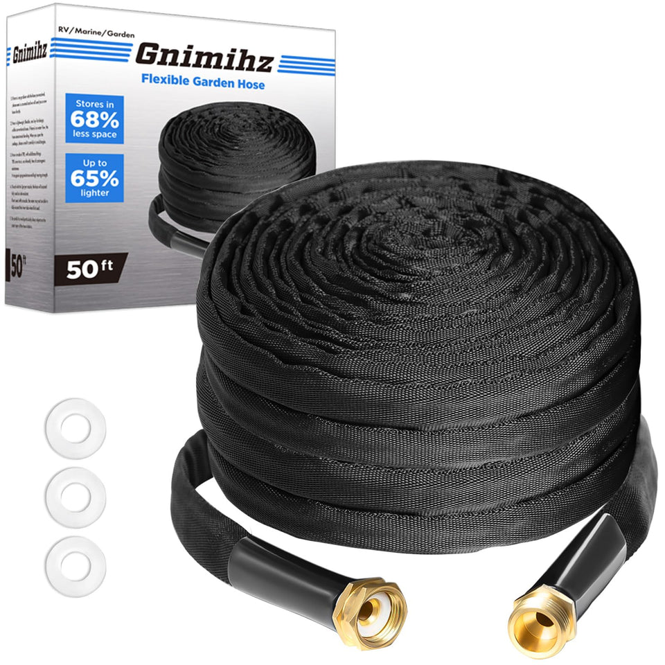 Gnimihz garden hose 50ft with TPE core, ready for extended watering sessions