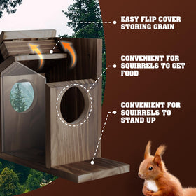 Gnodry Squirrel Feeder garden scene welcoming backyard wildlife in walnut brown.